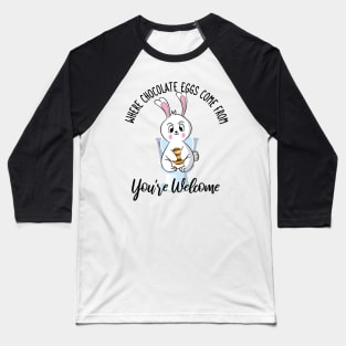 Where Chocolate Eggs Come From Easter Potty Poop Baseball T-Shirt